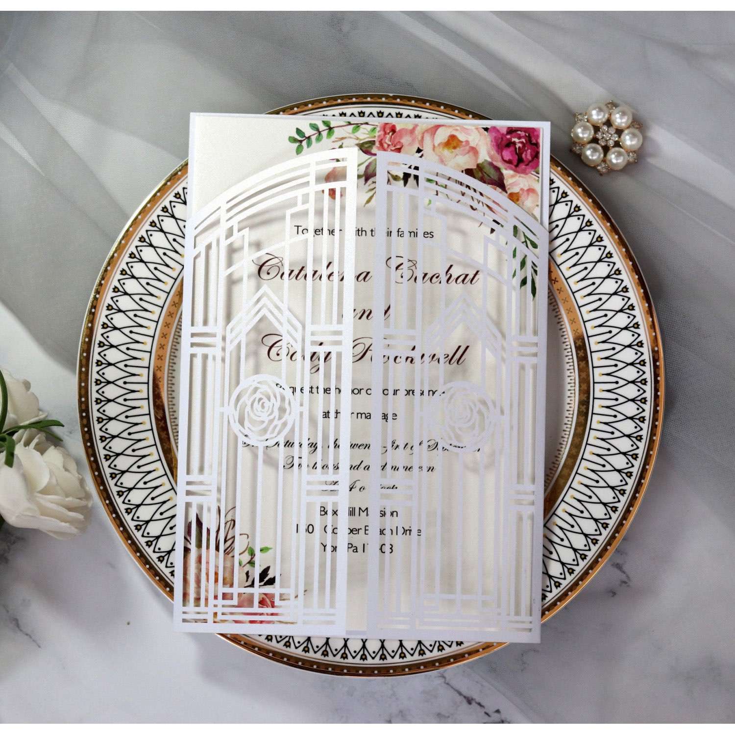 Modern Invitation Card Wedding Card Design Laser Cut Marriage Invitation Rectangle